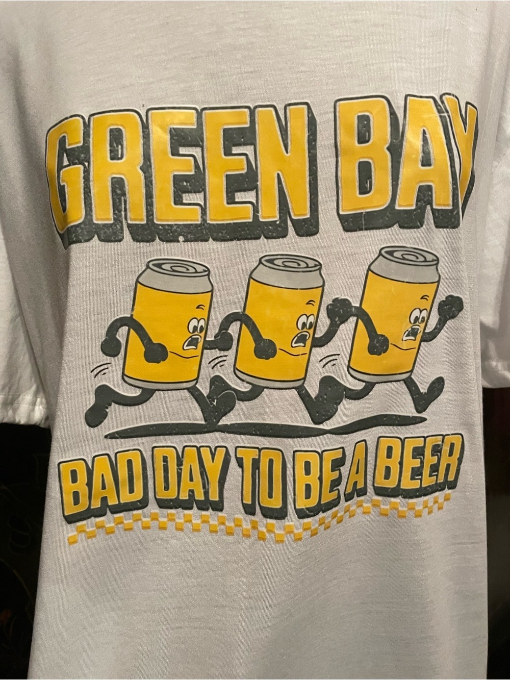 For NickSource Unknown White "Green Bay - Bad Day To Be A Beer" Graphic Tee